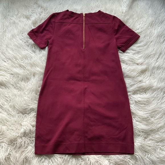 J. Crew Zipper Ponte Shift‎ Dress in Burgundy - Picture 7 of 9